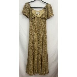 Anthropologie Bolano Cheetah Leopard Print Off Shoulder Midi Dress Womens Size 4